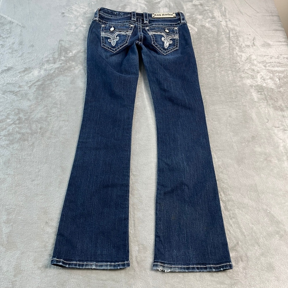 Rock Revival Betty Easy Boot Bootcut Jeans Womens 25 (28x32) Dark Wash Sequin